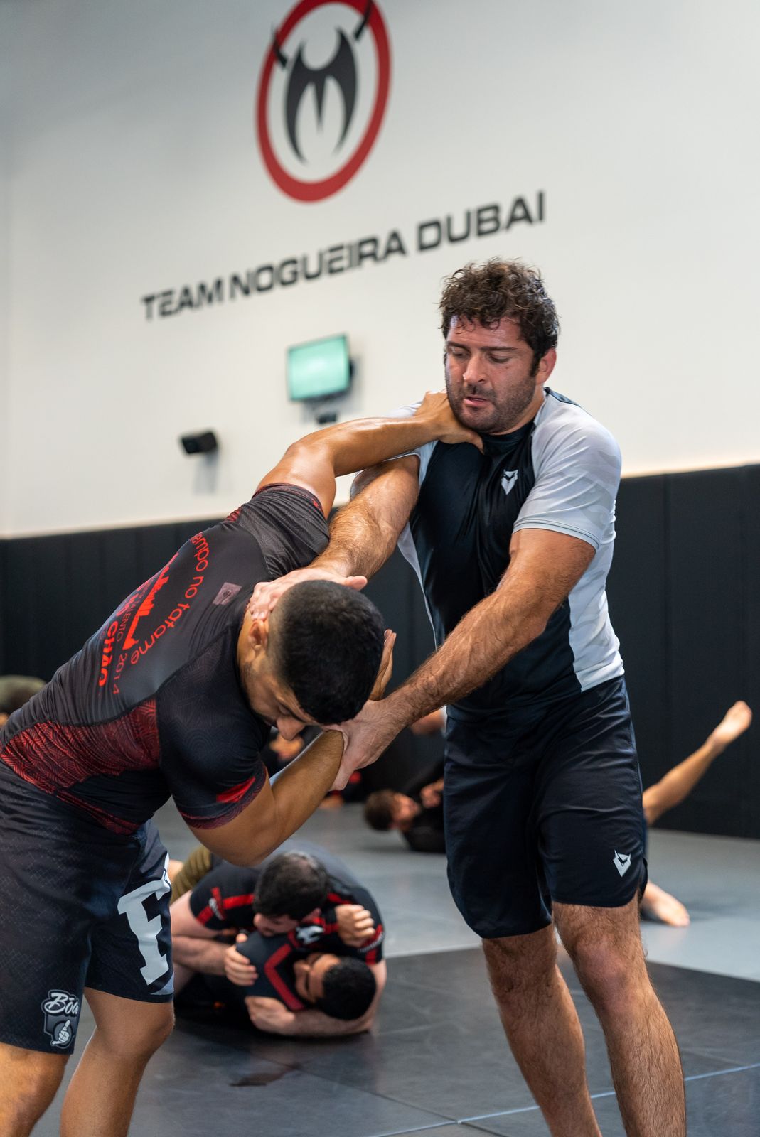 Grappling exchange during the open mat